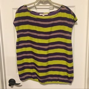 LOFT Purple Stripe Blouse - Sz Lg